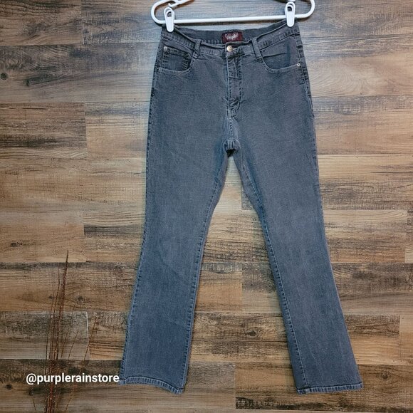 Vtg Angel Jeans 11 Skinny Flare Mid Rise Tummy Control Charcoal Stretch 90's Y2k - Picture 1 of 11